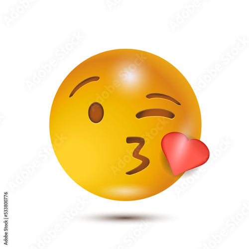 Blowing kiss. Vector illustration. smiling emoticon character design. isolated in white background. for emoticon characters design collection. for interface