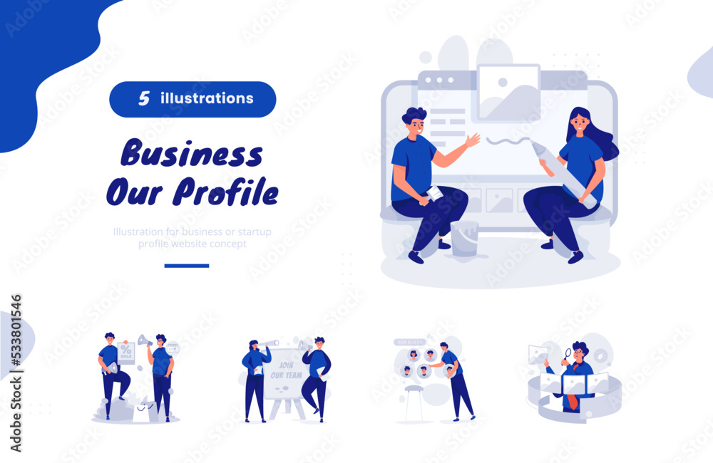 Business illustration design bundle pack for website profile concept