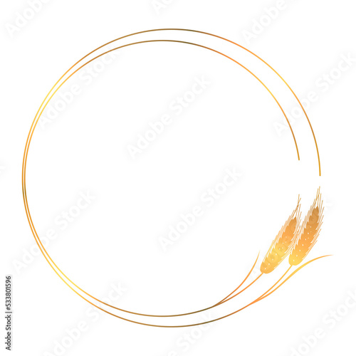 麦の穂のフレームイラスト　黄金色