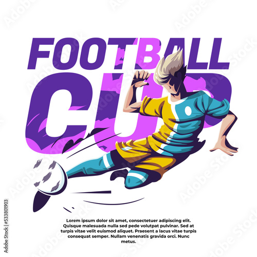 illustration of international soccer competition of a player tackling the ball