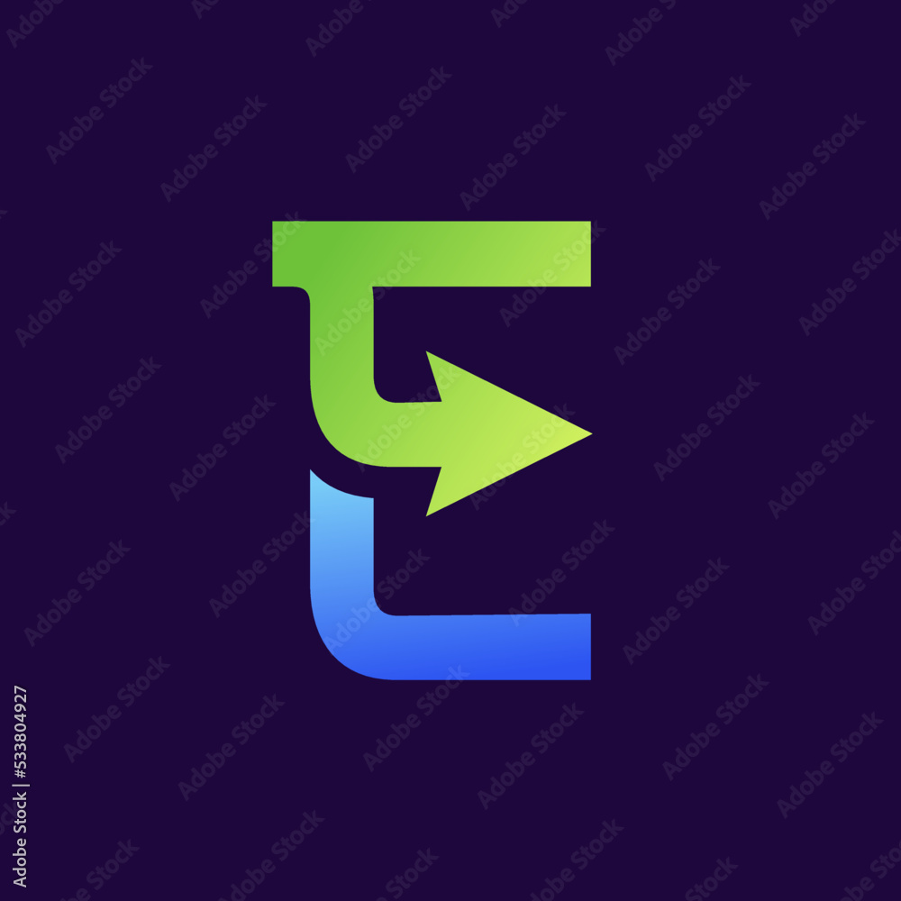 letter E logo with arrow shape design letter E logo with arrow shape design