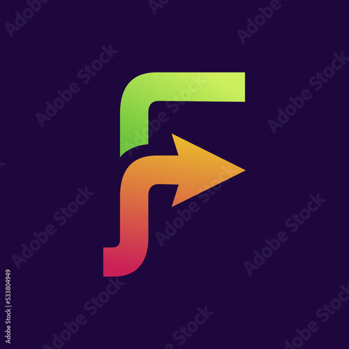 Free Download letter F logo with arrow shape design - GFXLoad