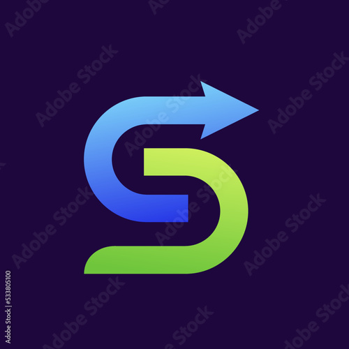 Free Download letter S logo with arrow shape design - GFXLoad