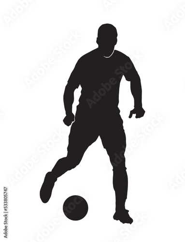 Male football. silhouette of athlete soccer players with ball in motion, action isolated on white background.