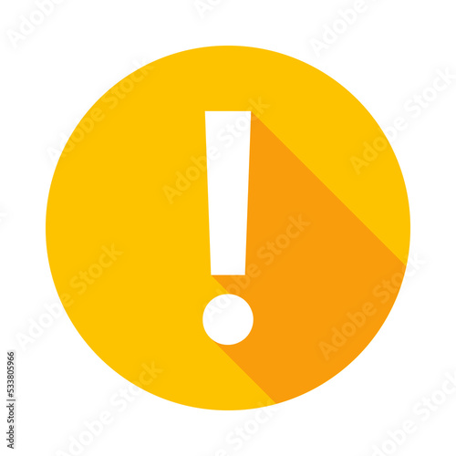 Exclamation mark, Attention sign, Caution icon, Hazard warning symbol, vector mark symbols Yellow style. Isolated icon.