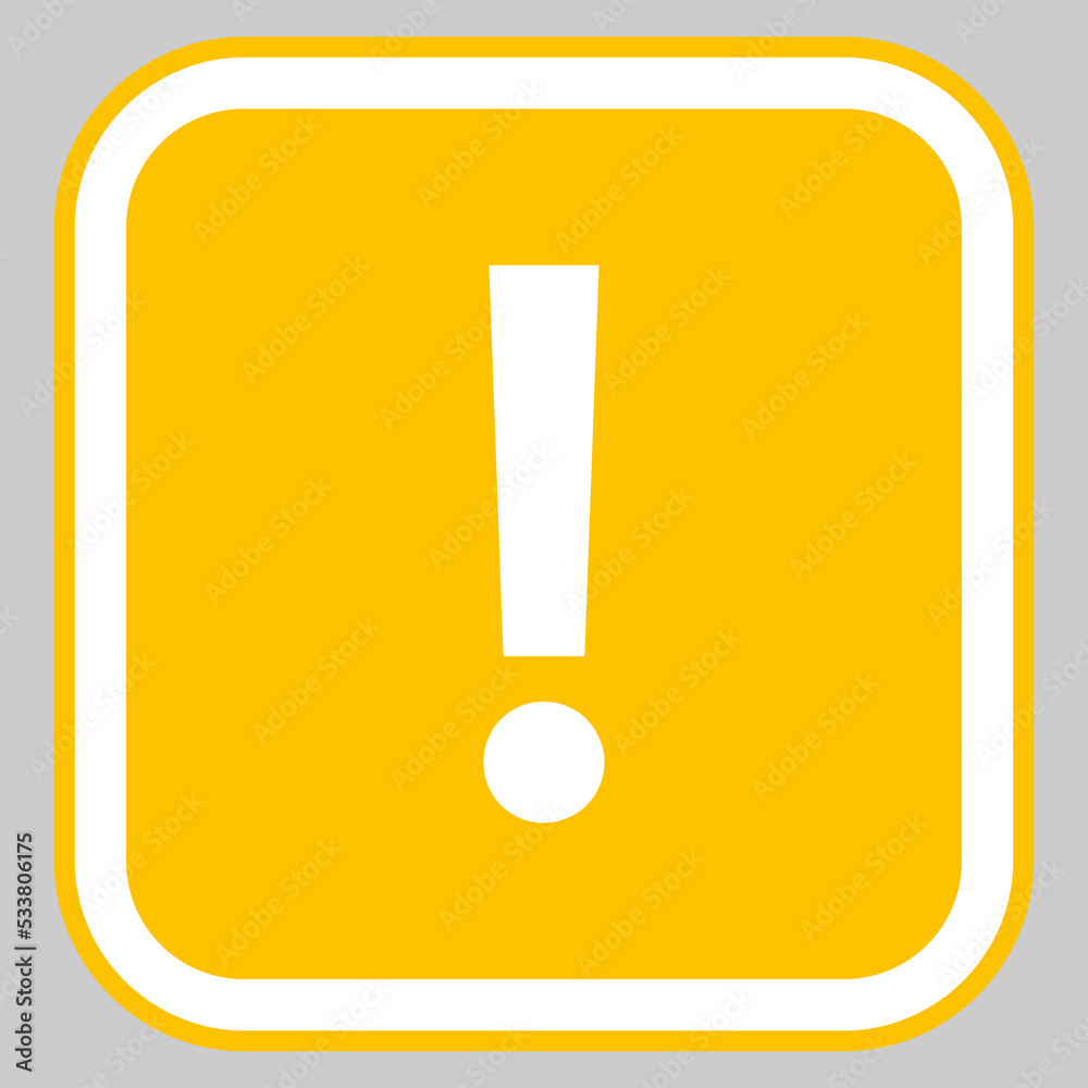 Exclamation mark, Attention sign, Caution icon, Hazard warning symbol, vector mark symbols Yellow style. Isolated icon. Exclamation mark, Attention sign, Caution icon, Hazard warning symbol, vector mark symbols Yellow style. Isolated icon.