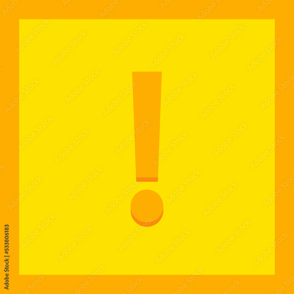 Exclamation mark, Attention sign, Caution icon, Hazard warning symbol, vector mark symbols Yellow style. Isolated icon. Exclamation mark, Attention sign, Caution icon, Hazard warning symbol, vector mark symbols Yellow style. Isolated icon.