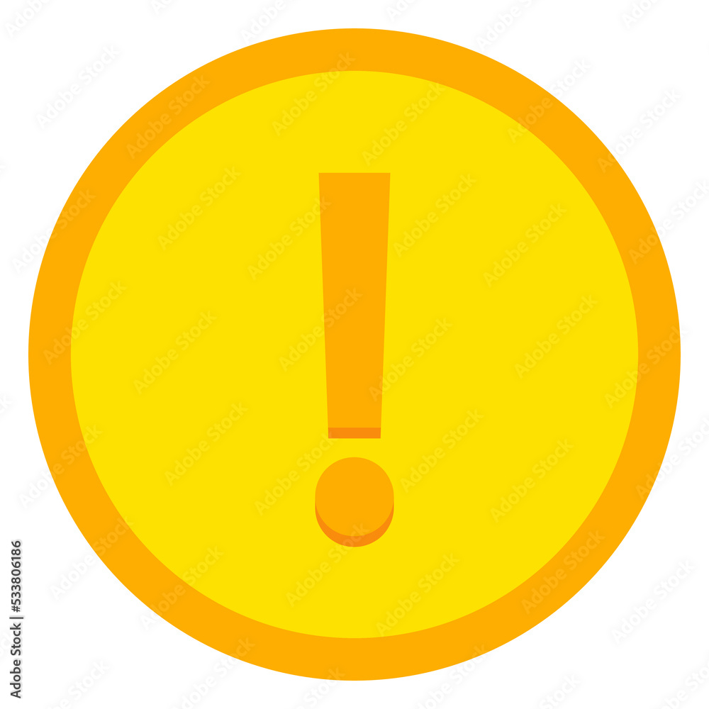 Exclamation mark, Attention sign, Caution icon, Hazard warning symbol, vector mark symbols Yellow style. Isolated icon. Exclamation mark, Attention sign, Caution icon, Hazard warning symbol, vector mark symbols Yellow style. Isolated icon.