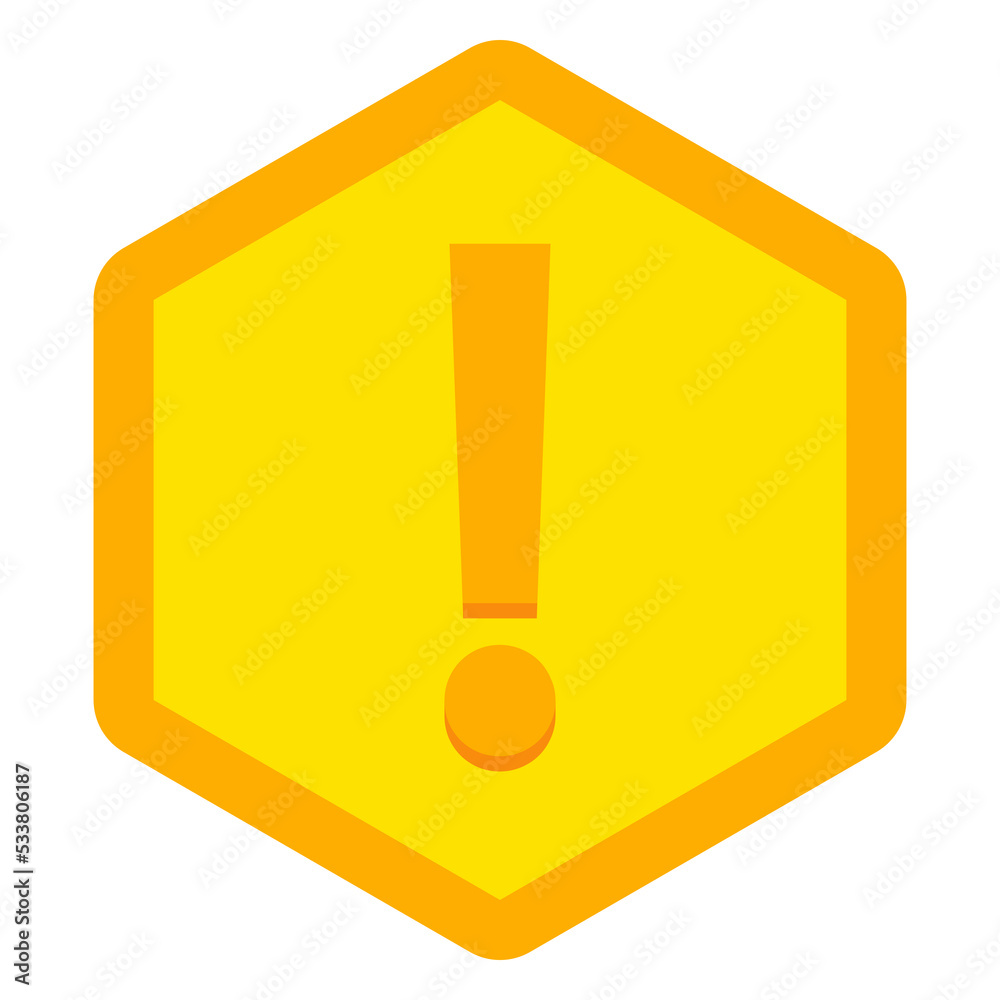 Exclamation mark, Attention sign, Caution icon, Hazard warning symbol, vector mark symbols Yellow style. Isolated icon. Exclamation mark, Attention sign, Caution icon, Hazard warning symbol, vector mark symbols Yellow style. Isolated icon.