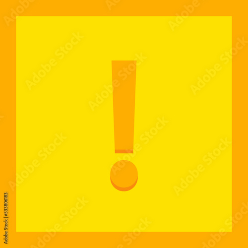 Exclamation mark, Attention sign, Caution icon, Hazard warning symbol, vector mark symbols Yellow style. Isolated icon.