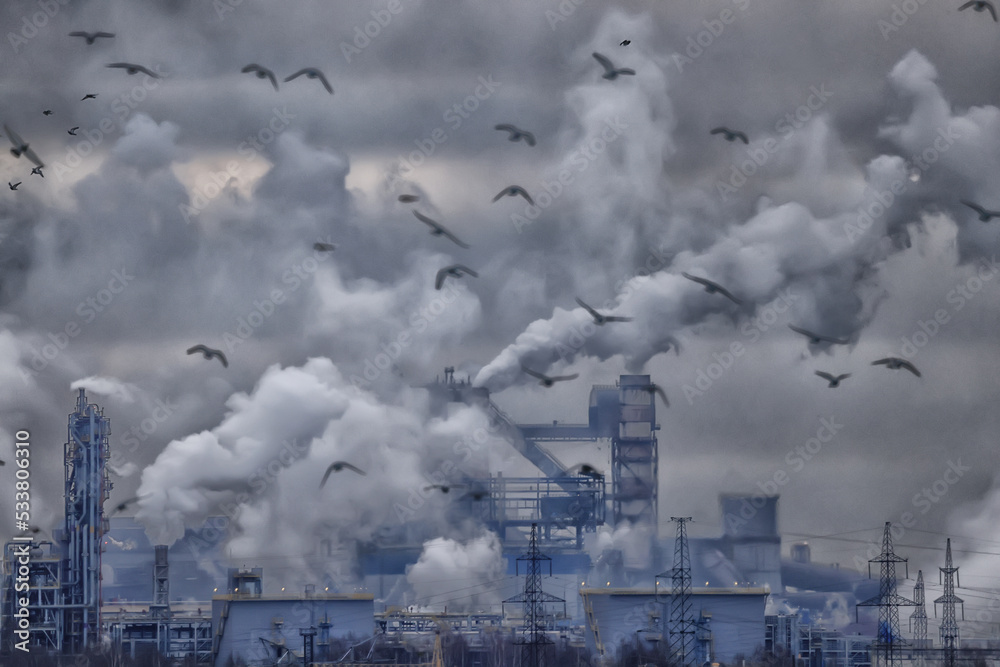 metallurgical plant landscape pollution of nature metallurgical plant landscape pollution of nature