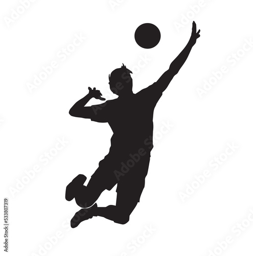 vector silhouettes of man's beach volleyball on white background