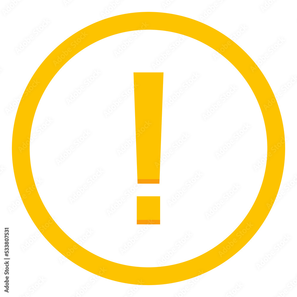 Exclamation mark, Attention sign, Caution icon, Hazard warning symbol, vector mark symbols Yellow style. Isolated icon. Exclamation mark, Attention sign, Caution icon, Hazard warning symbol, vector mark symbols Yellow style. Isolated icon.