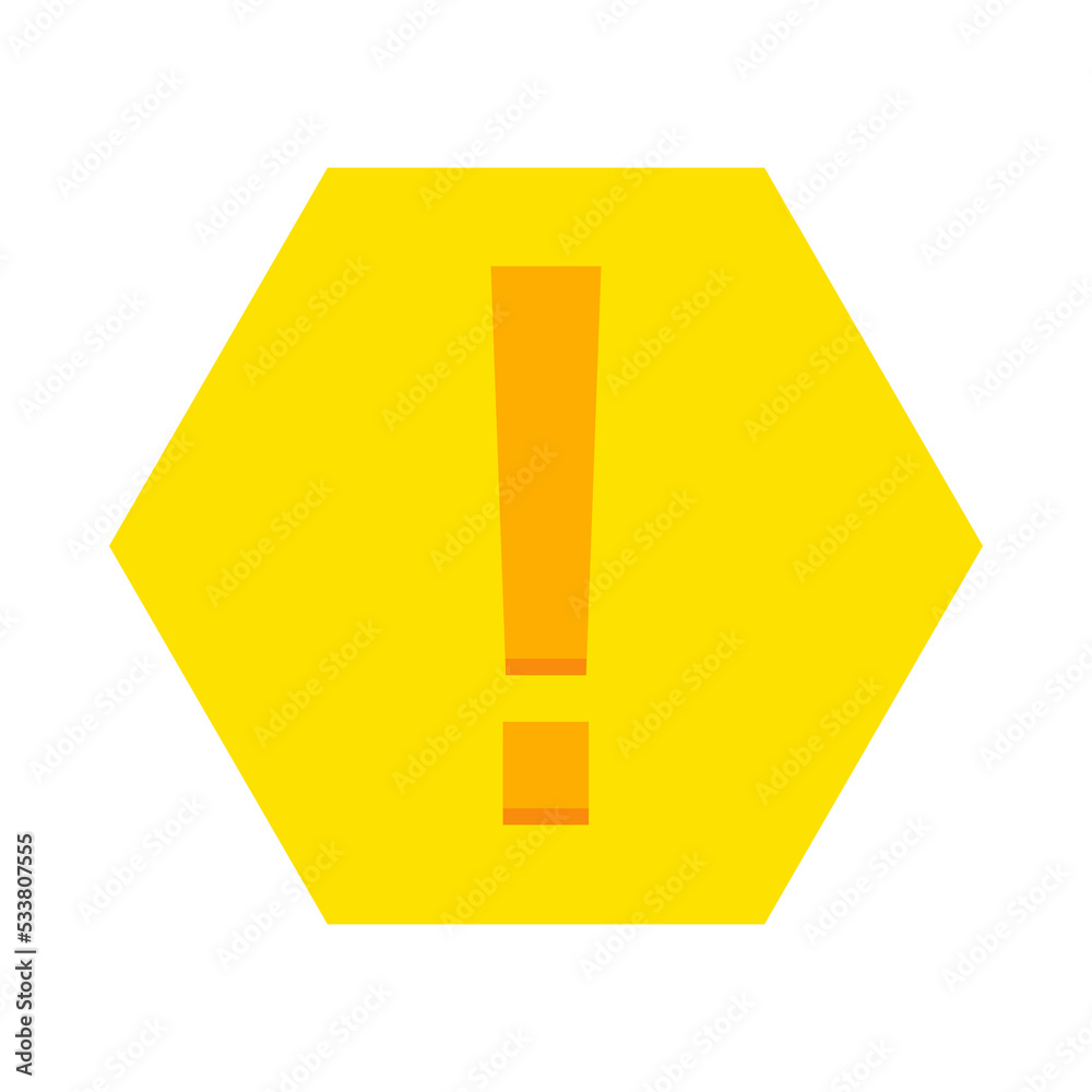 Exclamation mark, Attention sign, Caution icon, Hazard warning symbol, vector mark symbols Yellow style. Isolated icon. Exclamation mark, Attention sign, Caution icon, Hazard warning symbol, vector mark symbols Yellow style. Isolated icon.
