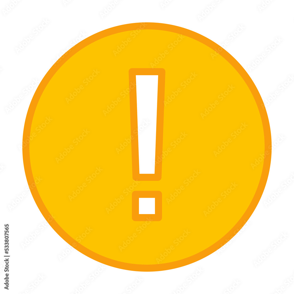 Exclamation mark, Attention sign, Caution icon, Hazard warning symbol, vector mark symbols Yellow style. Isolated icon. Exclamation mark, Attention sign, Caution icon, Hazard warning symbol, vector mark symbols Yellow style. Isolated icon.