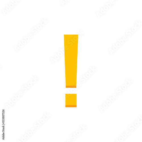 Exclamation mark, Attention sign, Caution icon, Hazard warning symbol, vector mark symbols Yellow style. Isolated icon.