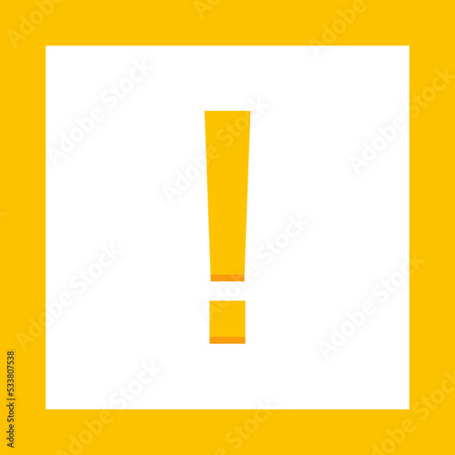 Exclamation mark, Attention sign, Caution icon, Hazard warning symbol, vector mark symbols Yellow style. Isolated icon.