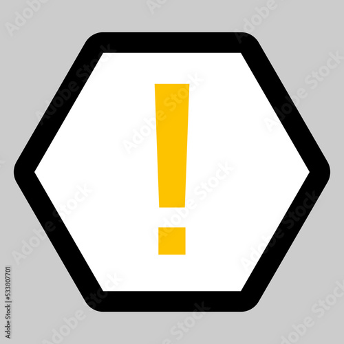 Exclamation mark, Attention sign, Caution icon, Hazard warning symbol, vector mark symbols Yellow style. Isolated icon.