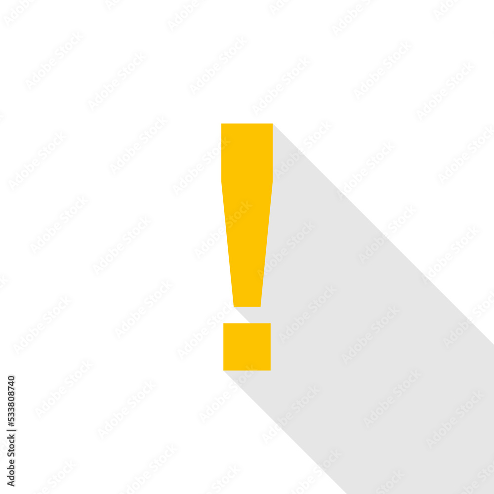 Exclamation mark, Attention sign, Caution icon, Hazard warning symbol, vector mark symbols Yellow style. Isolated icon. Exclamation mark, Attention sign, Caution icon, Hazard warning symbol, vector mark symbols Yellow style. Isolated icon.