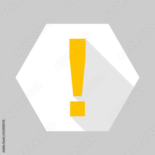 Exclamation mark, Attention sign, Caution icon, Hazard warning symbol, vector mark symbols Yellow style. Isolated icon.