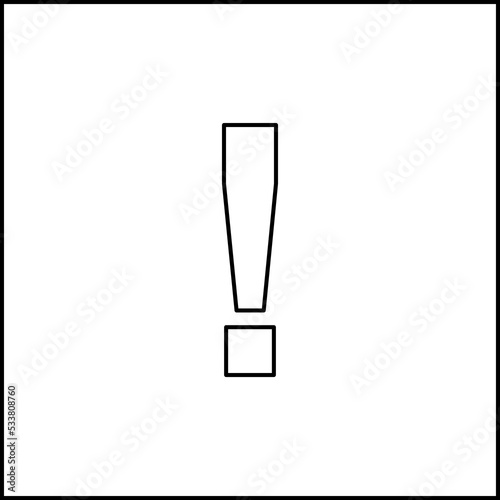 Exclamation mark, Attention sign, Caution icon, Hazard warning symbol, vector mark symbols. Black outline design. Isolated icon.