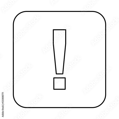 Exclamation mark, Attention sign, Caution icon, Hazard warning symbol, vector mark symbols. Black outline design. Isolated icon.