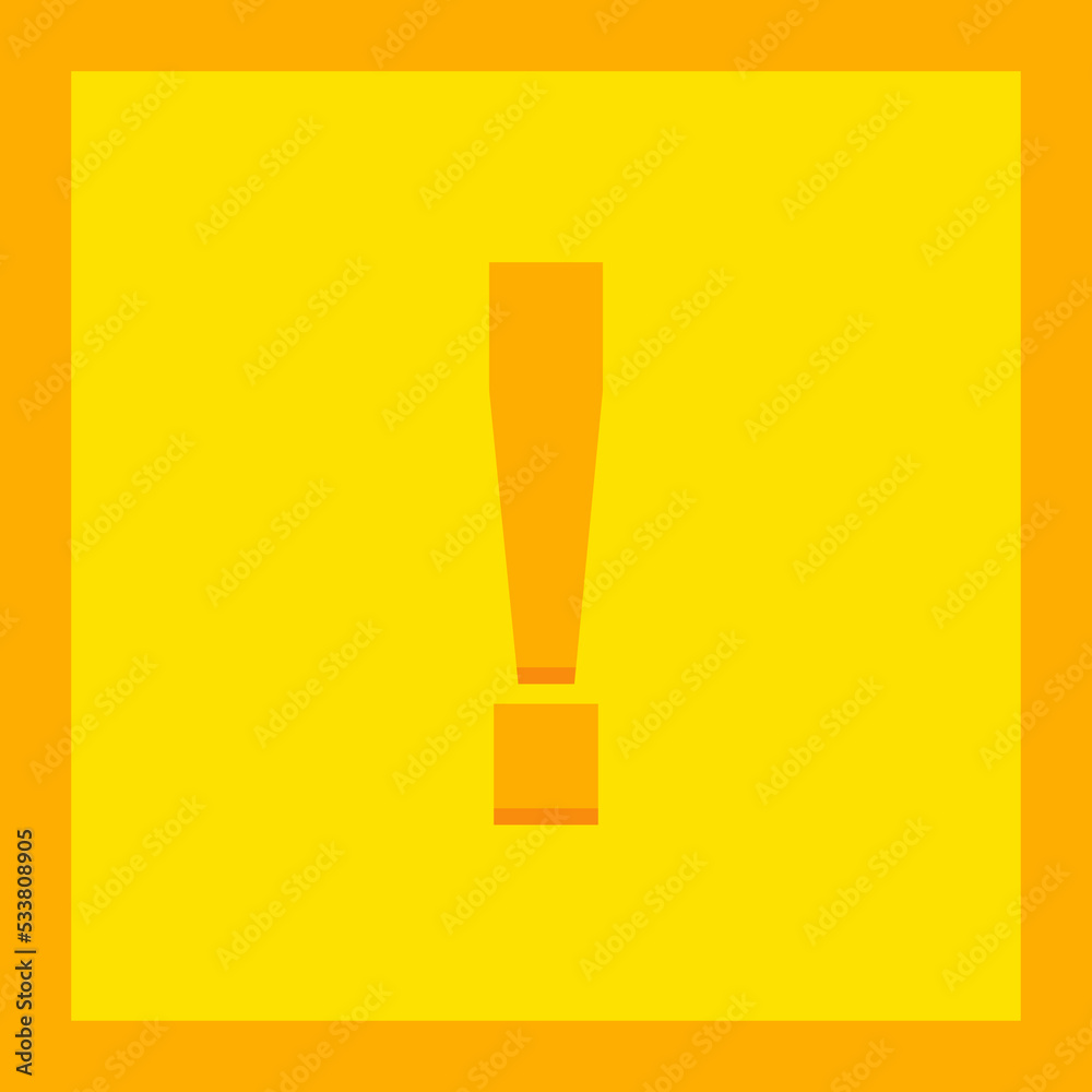 Exclamation mark, Attention sign, Caution icon, Hazard warning symbol, vector mark symbols Yellow style. Isolated icon.