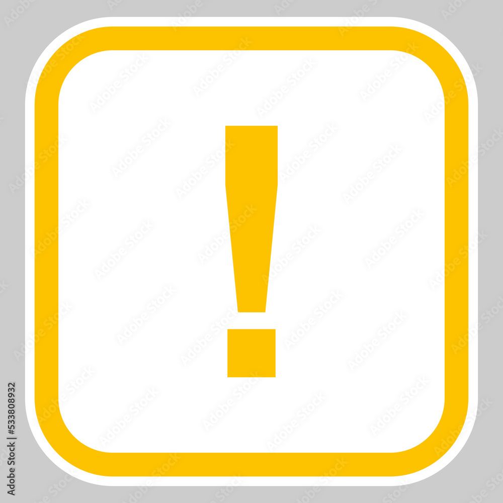 Exclamation mark, Attention sign, Caution icon, Hazard warning symbol, vector mark symbols Yellow style. Isolated icon. Exclamation mark, Attention sign, Caution icon, Hazard warning symbol, vector mark symbols Yellow style. Isolated icon.