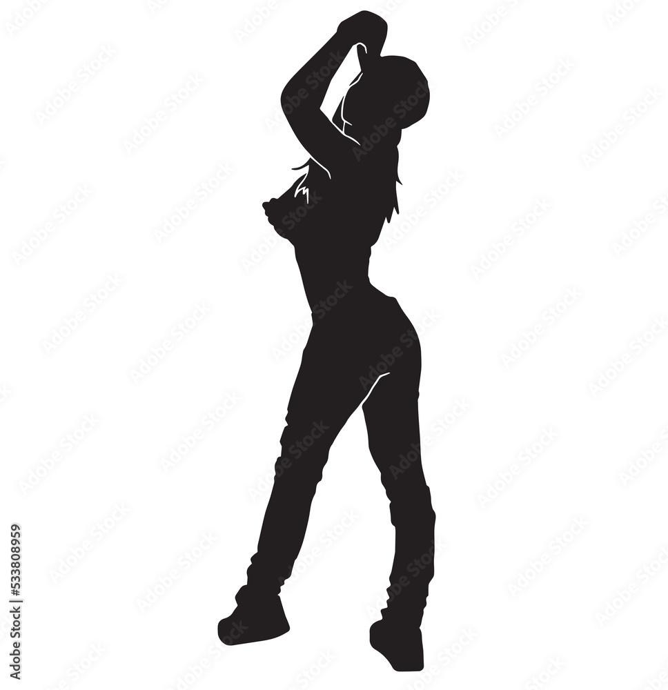 modern people breakdance silhouette. Youth culture, hip-hop, movement, style and fashion, action on white. 