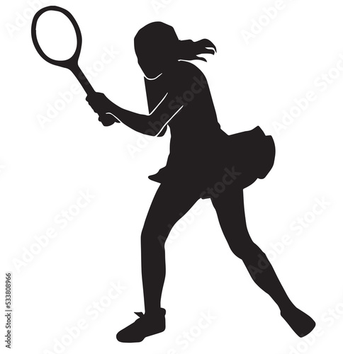 tennis court female athlete silhouette on white © Adikris