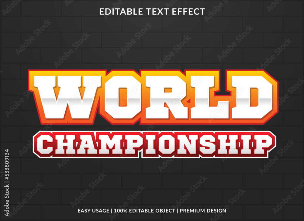 world championship editable text effect template use for business logo and brand