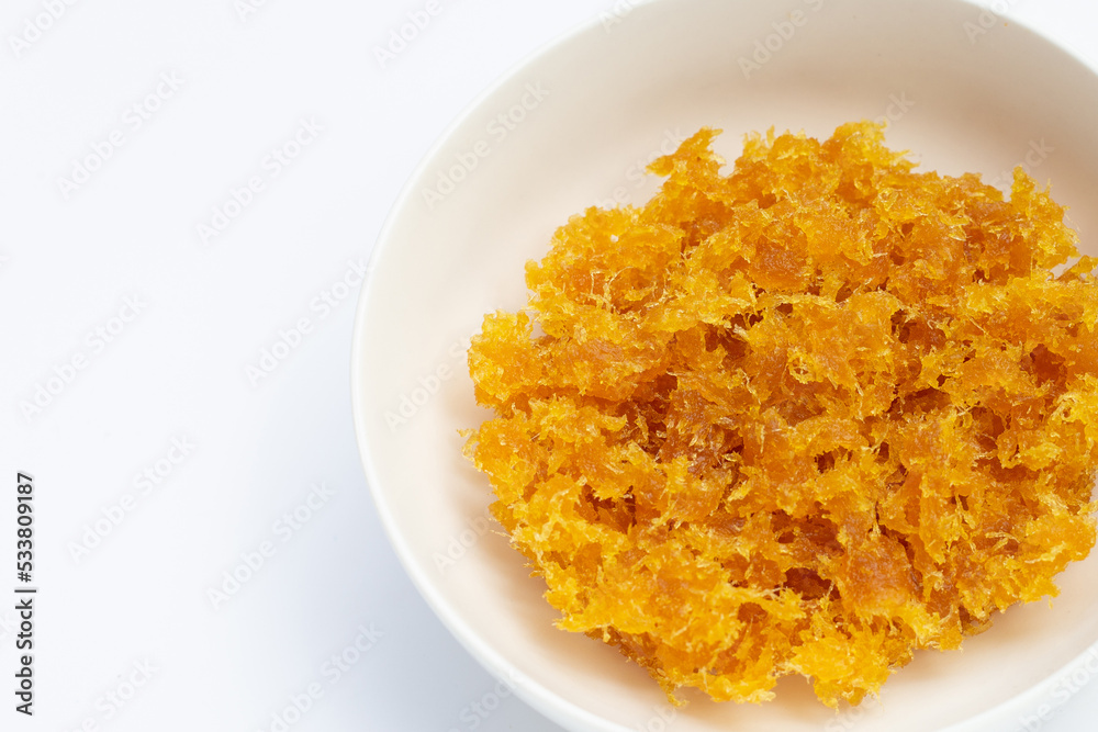 Pineapple paste or jam on white background. Pineapple paste or jam on white background.