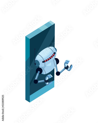 flat smartphone with robot
