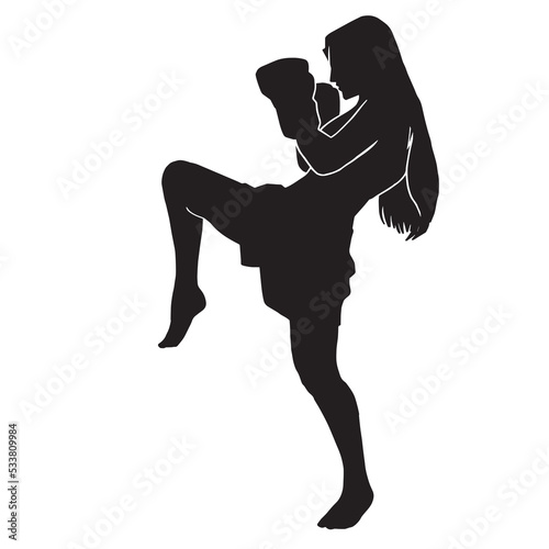 female martial athlete silhouette. kickboxing athlete