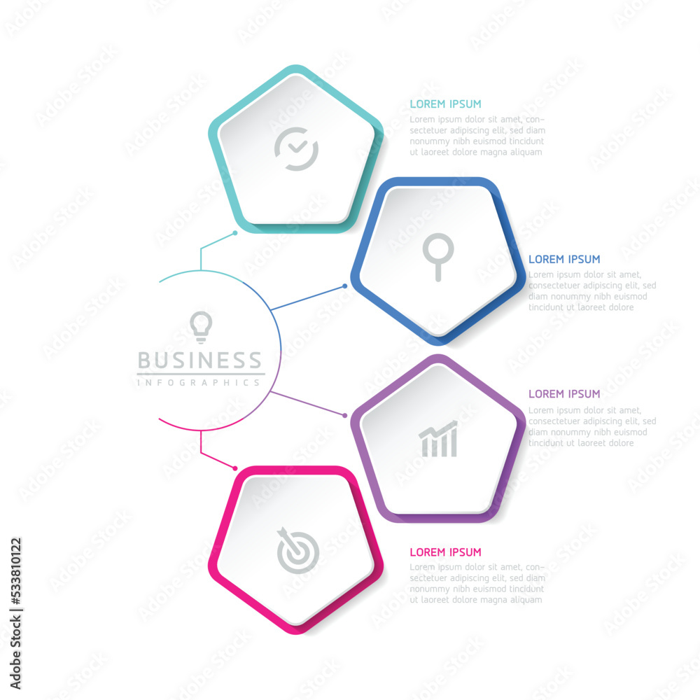 Connecting Steps business Infographic Template with 4 Elements Connecting Steps business Infographic Template with 4 Elements