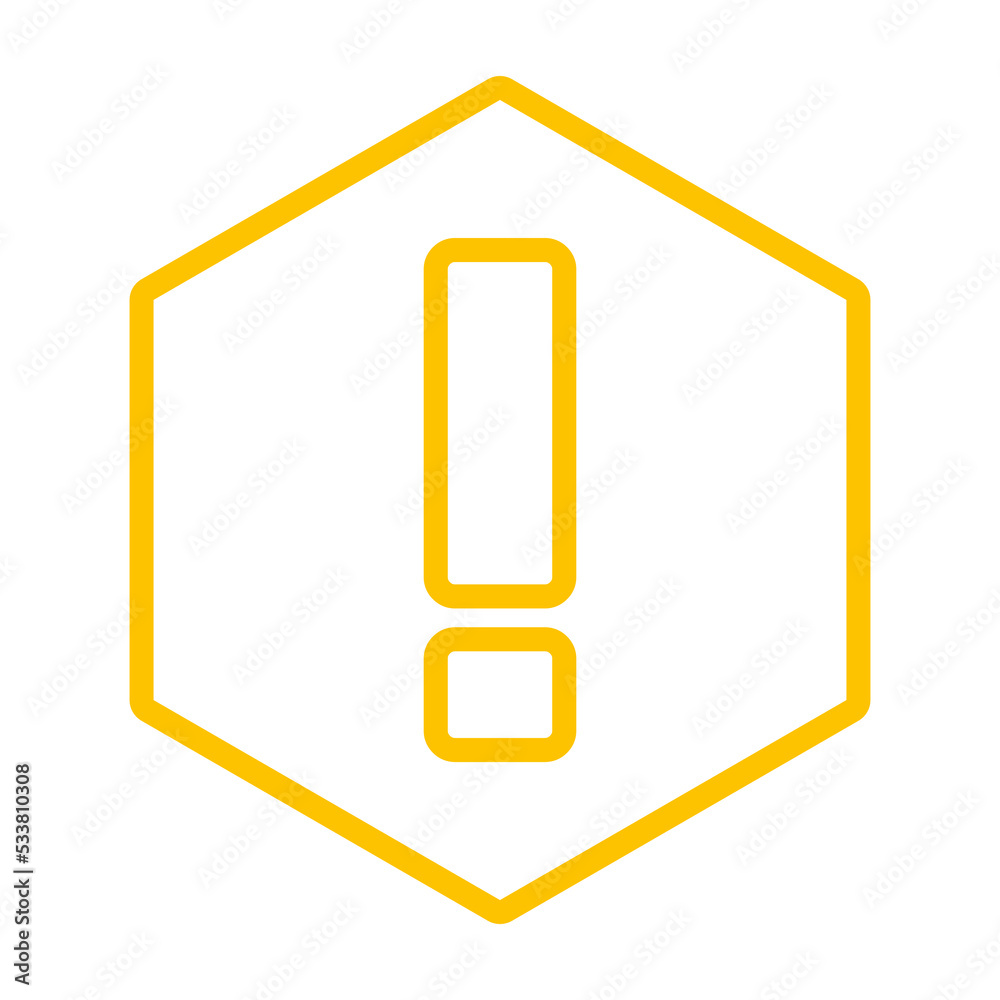 Exclamation mark, Attention sign, Caution icon, Hazard warning symbol, vector mark symbols Yellow style. Isolated icon. Exclamation mark, Attention sign, Caution icon, Hazard warning symbol, vector mark symbols Yellow style. Isolated icon.