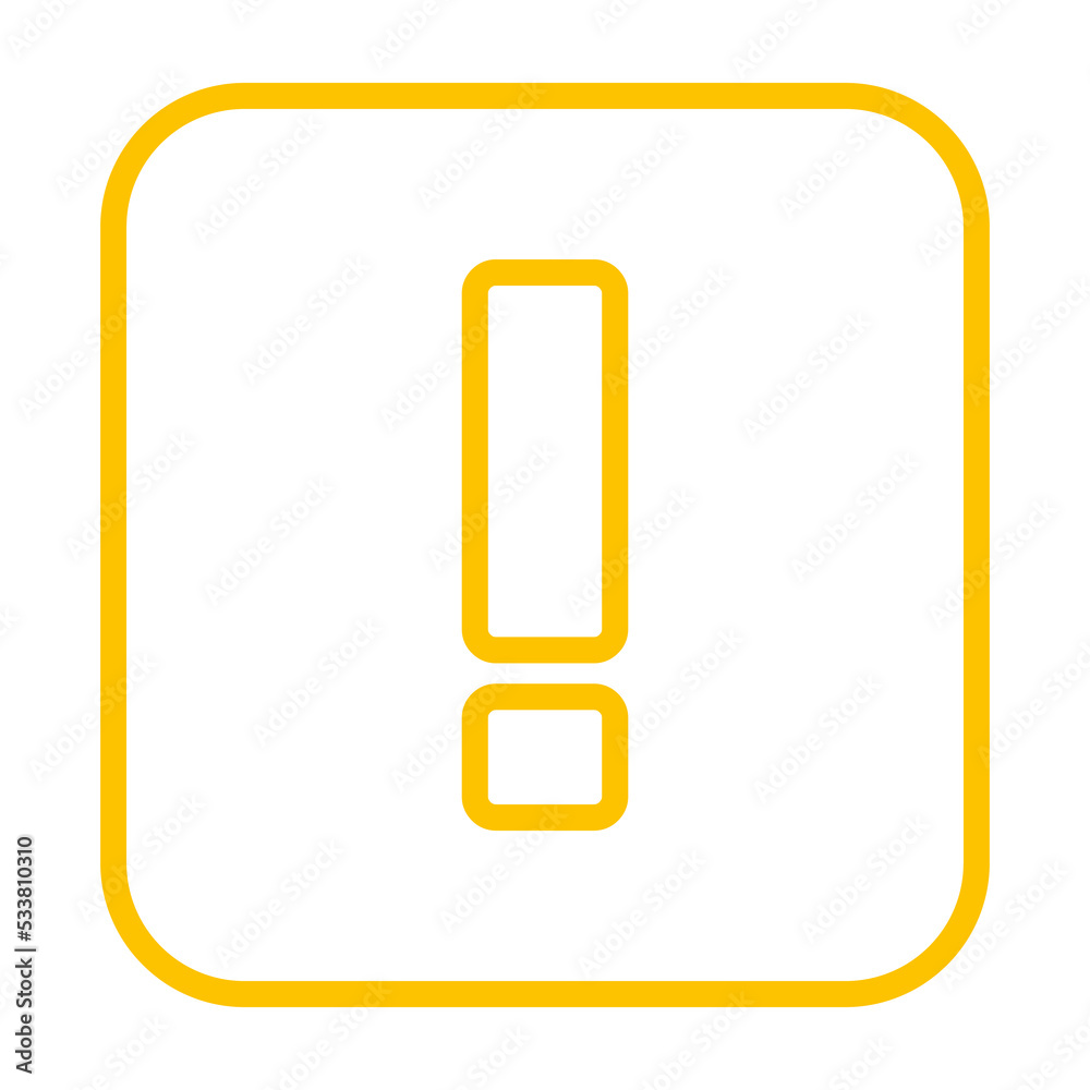 Exclamation mark, Attention sign, Caution icon, Hazard warning symbol, vector mark symbols Yellow style. Isolated icon. Exclamation mark, Attention sign, Caution icon, Hazard warning symbol, vector mark symbols Yellow style. Isolated icon.