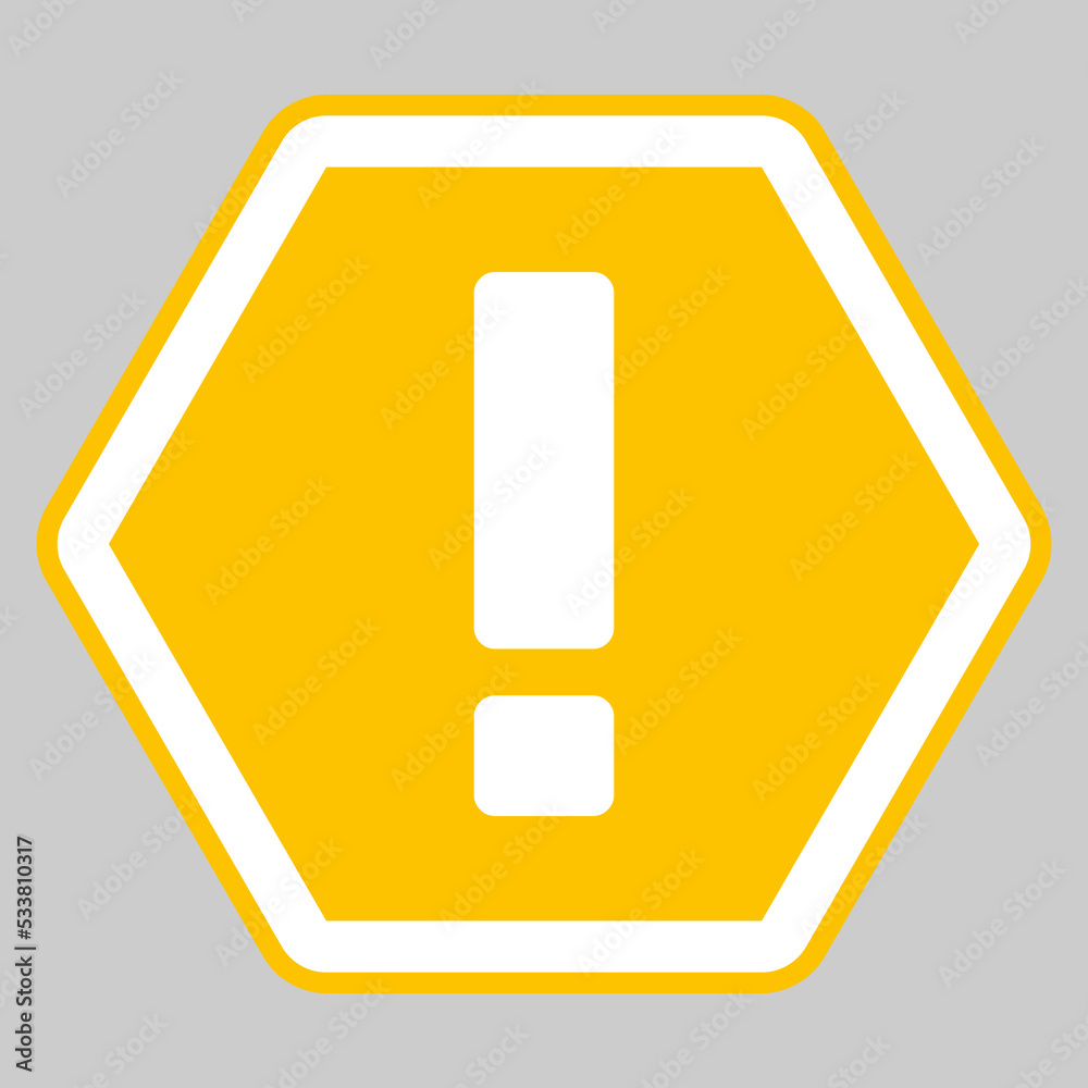 Exclamation mark, Attention sign, Caution icon, Hazard warning symbol, vector mark symbols Yellow style. Isolated icon. Exclamation mark, Attention sign, Caution icon, Hazard warning symbol, vector mark symbols Yellow style. Isolated icon.