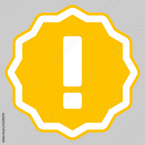 Exclamation mark, Attention sign, Caution icon, Hazard warning symbol, vector mark symbols Yellow style. Isolated icon.