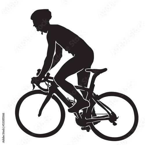 People on bike silhouette, bicycle athlete on white