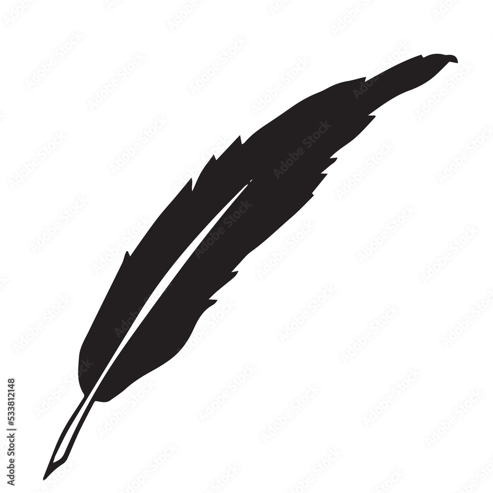 feather silhouette vector on white background feather silhouette vector on white background