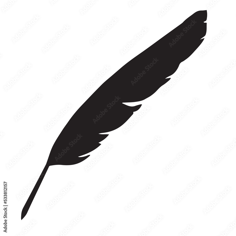 feather silhouette vector on white background feather silhouette vector on white background