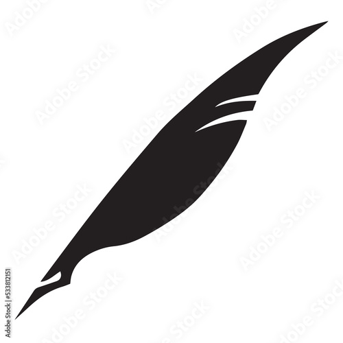 feather silhouette vector on white background