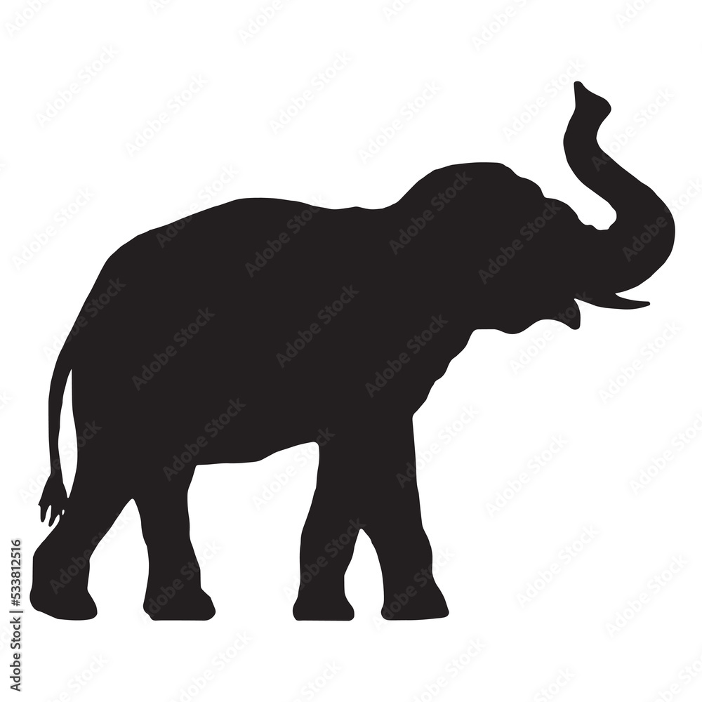 African elephant silhouette on white background African elephant silhouette on white background