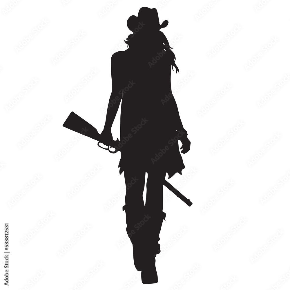 beautiful cowgirl silhouette on white background Stock Vector | Adobe Stock