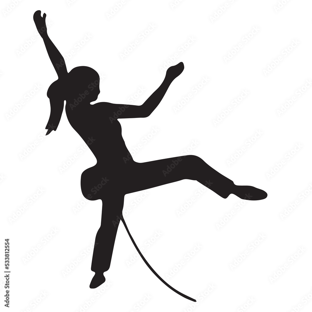 female athlete doing rock climbing. female rock climber silhouette female athlete doing rock climbing. female rock climber silhouette