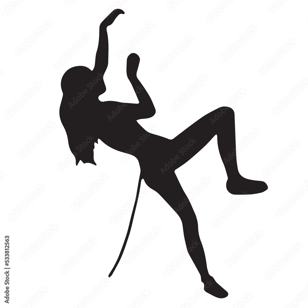 female athlete doing rock climbing. female rock climber silhouette