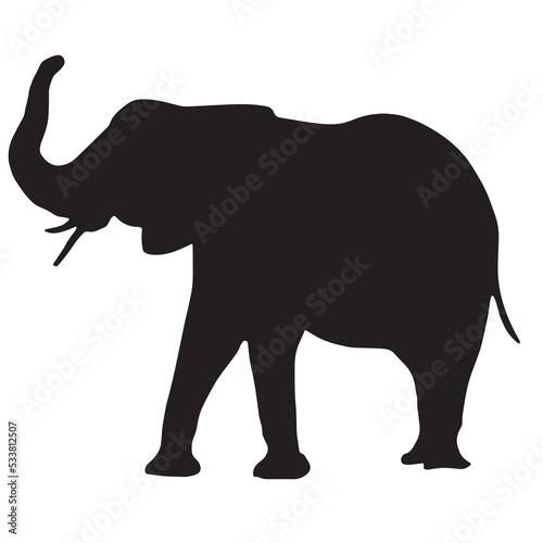 African elephant silhouette on white background © Adikris