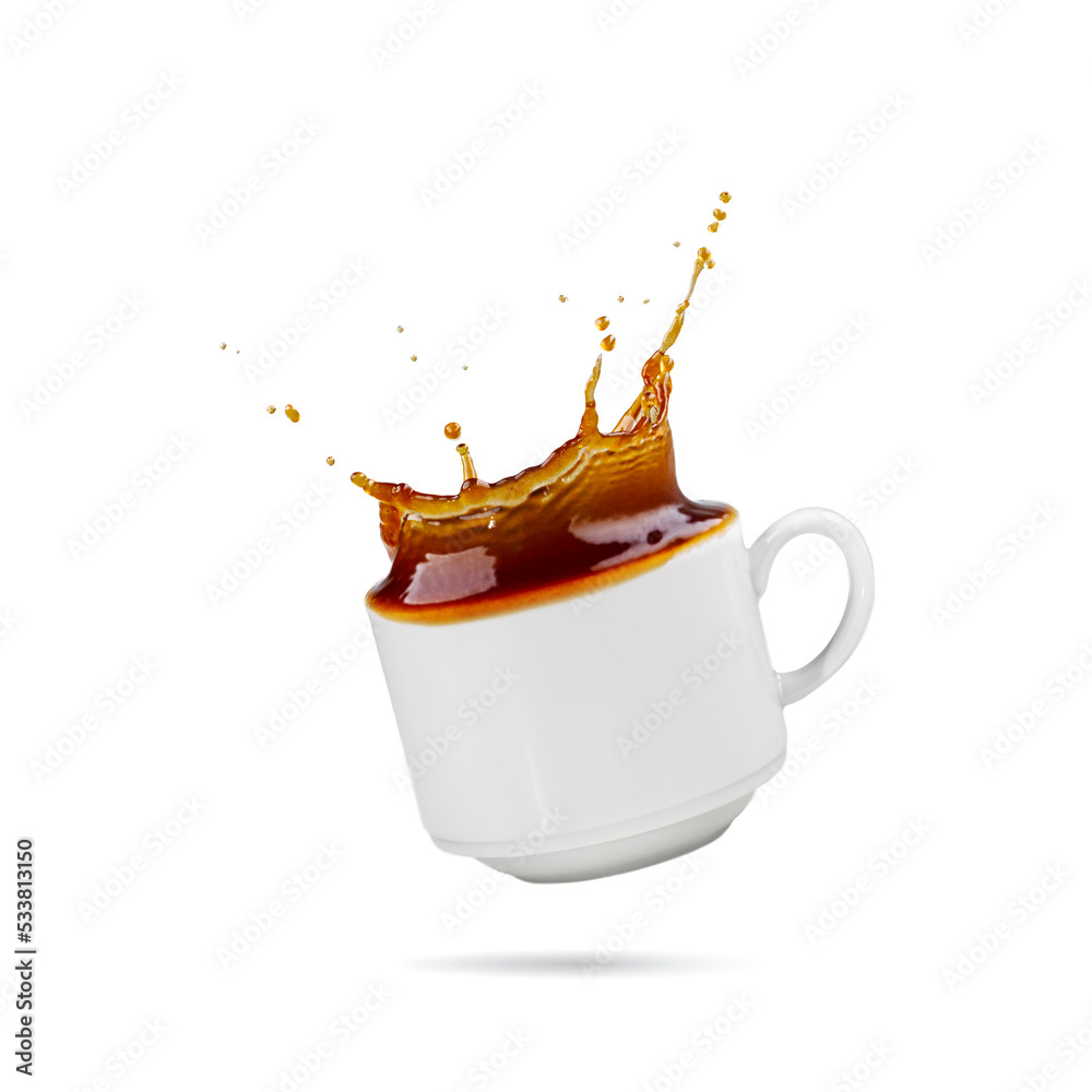 Premium Photo  White cup with one drop coffee splash.on white background.