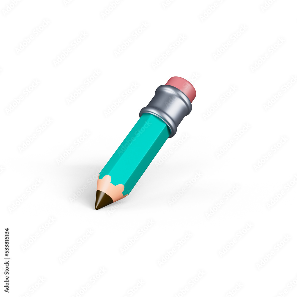 Pencil icon isolated 3d render illustration
